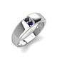 3 - Ethan 3.00 mm Round Black Diamond and Blue Sapphire 2 Stone Men Wedding Ring 