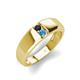 3 - Ethan 3.00 mm Round Black Diamond and Blue Topaz 2 Stone Men Wedding Ring 