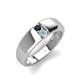 3 - Ethan 3.00 mm Round Black Diamond and Aquamarine 2 Stone Men Wedding Ring 