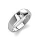 3 - Ethan 3.00 mm Round Black Diamond and Opal 2 Stone Men Wedding Ring 