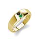 3 - Ethan 3.00 mm Round Black Diamond and Emerald 2 Stone Men Wedding Ring 