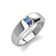3 - Ethan 3.00 mm Round Blue Topaz and Iolite 2 Stone Men Wedding Ring 