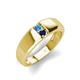 3 - Ethan 3.00 mm Round Blue Topaz and Blue Sapphire 2 Stone Men Wedding Ring 