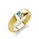 3 - Ethan 3.00 mm Round Blue Topaz and Diamond 2 Stone Men Wedding Ring 