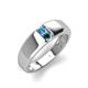 3 - Ethan 3.00 mm Round Blue Topaz and Blue Diamond 2 Stone Men Wedding Ring 