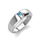 3 - Ethan 3.00 mm Round Blue Topaz and Opal 2 Stone Men Wedding Ring 