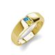 3 - Ethan 3.00 mm Round Blue Topaz and Yellow Diamond 2 Stone Men Wedding Ring 
