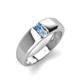 3 - Ethan 3.00 mm Round Blue Topaz and Aquamarine 2 Stone Men Wedding Ring 