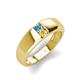 3 - Ethan 3.00 mm Round Blue Topaz and Yellow Sapphire 2 Stone Men Wedding Ring 