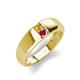 3 - Ethan 3.00 mm Round Citrine and Ruby 2 Stone Men Wedding Ring 