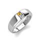 3 - Ethan 3.00 mm Round Citrine and Lab Grown Diamond 2 Stone Men Wedding Ring 