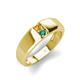 3 - Ethan 3.00 mm Round Citrine and Lab Created Alexandrite 2 Stone Men Wedding Ring 