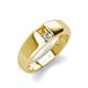 3 - Ethan 3.00 mm Round Citrine and Lab Grown Diamond 2 Stone Men Wedding Ring 