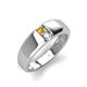 3 - Ethan 3.00 mm Round Citrine and Opal 2 Stone Men Wedding Ring 