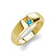 3 - Ethan 3.00 mm Round Citrine and Turquoise 2 Stone Men Wedding Ring 