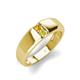 3 - Ethan 3.00 mm Round Citrine and Yellow Diamond 2 Stone Men Wedding Ring 
