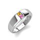 3 - Ethan 3.00 mm Round Citrine and Pink Sapphire 2 Stone Men Wedding Ring 