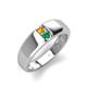 3 - Ethan 3.00 mm Round Citrine and Emerald 2 Stone Men Wedding Ring 