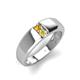 3 - Ethan 3.00 mm Round Citrine and Yellow Sapphire 2 Stone Men Wedding Ring 