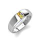3 - Ethan 3.00 mm Round Citrine and Yellow Diamond 2 Stone Men Wedding Ring 