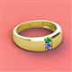 2 - Ethan 3.00 mm Round Emerald and Tanzanite 2 Stone Men Wedding Ring 