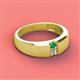 2 - Ethan 3.00 mm Round Emerald and Diamond 2 Stone Men Wedding Ring 