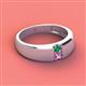 2 - Ethan 3.00 mm Round Emerald and Pink Sapphire 2 Stone Men Wedding Ring 
