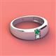 2 - Ethan 3.00 mm Round Emerald and Opal 2 Stone Men Wedding Ring 