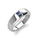 3 - Ethan 3.00 mm Round Iolite and London Blue Topaz 2 Stone Men Wedding Ring 