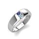 3 - Ethan 3.00 mm Round Iolite and Aquamarine 2 Stone Men Wedding Ring 