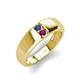 3 - Ethan 3.00 mm Round Iolite and Rhodolite Garnet 2 Stone Men Wedding Ring 
