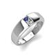 3 - Ethan 3.00 mm Round Iolite and Diamond 2 Stone Men Wedding Ring 