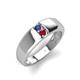3 - Ethan 3.00 mm Round Iolite and Ruby 2 Stone Men Wedding Ring 
