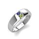 3 - Ethan 3.00 mm Round Iolite and Peridot 2 Stone Men Wedding Ring 