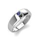 3 - Ethan 3.00 mm Round Iolite and Black Diamond 2 Stone Men Wedding Ring 