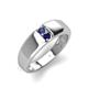 3 - Ethan 3.00 mm Round Iolite and Blue Sapphire 2 Stone Men Wedding Ring 