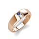 3 - Ethan 3.00 mm Round Iolite and Opal 2 Stone Men Wedding Ring 