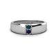 1 - Ethan 3.00 mm Round London Blue Topaz and Blue Sapphire 2 Stone Men Wedding Ring 