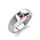 3 - Ethan 3.00 mm Round London Blue Topaz and Ruby 2 Stone Men Wedding Ring 