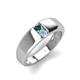3 - Ethan 3.00 mm Round London Blue Topaz and Aquamarine 2 Stone Men Wedding Ring 
