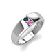 3 - Ethan 3.00 mm Round London Blue Topaz and Pink Sapphire 2 Stone Men Wedding Ring 