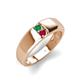 3 - Ethan 3.00 mm Round Emerald and Ruby 2 Stone Men Wedding Ring 