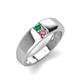 3 - Ethan 3.00 mm Round Emerald and Pink Tourmaline 2 Stone Men Wedding Ring 