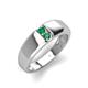 3 - Ethan 3.00 mm Round Emerald and Lab Created Alexandrite 2 Stone Men Wedding Ring 