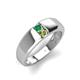 3 - Ethan 3.00 mm Round Emerald and Peridot 2 Stone Men Wedding Ring 