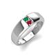 3 - Ethan 3.00 mm Round Emerald and Ruby 2 Stone Men Wedding Ring 