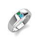3 - Ethan 3.00 mm Round Emerald and Turquoise 2 Stone Men Wedding Ring 