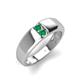 3 - Ethan 3.00 mm Round Emerald 2 Stone Men Wedding Ring 
