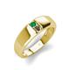 3 - Ethan 3.00 mm Round Emerald and Smoky Quartz 2 Stone Men Wedding Ring 
