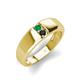 3 - Ethan 3.00 mm Round Emerald and Black Diamond 2 Stone Men Wedding Ring 